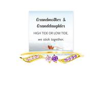Grandmother & Granddaughter Forever Linked Together Personalized Double Stone Wavy Ring, Birthstone Custom Tide Wavy Ring, Granddaughter Gifts from Grandma for Birthday