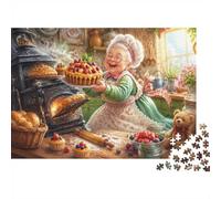 Grandmother Kitchen Pie Jigsaw Puzzle, 1000 Pcs Indoor Adult Game | 70x50cm Stress Reduction, Living Room Accent, Brain Workout, Cardboard, Birthday Gift