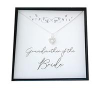 Grandmother of the Bride Gift Cubic Zirconia Heart Necklace 925 Sterling Silver, Jewellery Gift for Women