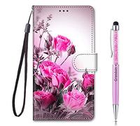 Grandoin Compatible with Samsung Galaxy A03 Core Case, PU Leather Flip Cover Wallet Case with Magnetic Closure Stand Card Holder ID Slot Soft TPU Bumper Protective Phone Cases Cover (Rose)