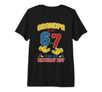 Grandpa 67 Meme Birthday 7 Years Old Building Blocks Bricks Premium T-Shirt