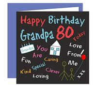 Grandpa 80th Happy Birthday Card - Black Board Birthdays Design - 80 Today