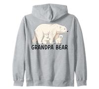 Grandpa Bear With Two Cubs Siblings Polar Bear Family Zip Hoodie