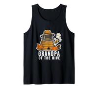Grandpa Beekeeper Honey Harvest Retro Badge Hive Graphic Tank Top