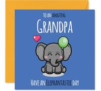 Grandpa Birthday Card - Have An Elephantastic Day - Happy Birthday Card for Grandpa from Grandson Granddaughter, 145mm cute elephant Bday Greeting Cards