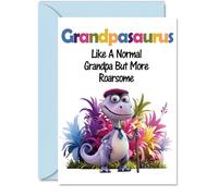 Grandpa Birthday Card - Roarsome Grandpasaurus - Happy Birthday Card for Grandpa from Grandson Granddaughter, A5 Dinosaur Bday Greeting Cards