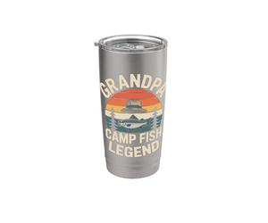 Grandpa Camp Fish Legend Retro Camping Sunset Stainless Steel Insulated Tumbler