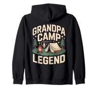 Grandpa Camp Legend Retro Camping Sunset Zip Hoodie