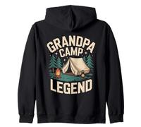 Grandpa Camp Legend Retro Camping Sunset Zip Hoodie