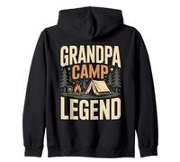 Grandpa Camp Legend Retro Camping Sunset Zip Hoodie