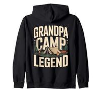 Grandpa Camp Legend Retro Camping Sunset Zip Hoodie