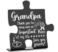 Grandpa Gift from Grandchild, Thank You for Being an Important Piece of My Life, Fathers Day Christmas Birthday Grandfather Gifts from Grandson Granddaughter Decorative Signs & Plaques-DX412