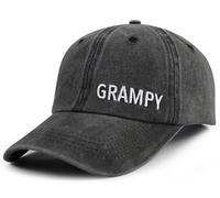 Grandpa Hats for Men Grandfather, Adjustable Cotton Embroidered Grampy Gifts Baseball Cap, Black, One size