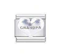 Grandpa I Love Heart Silver Italian 9mm Link Stainless Steel Bracelet Charm Compatible With Nomination