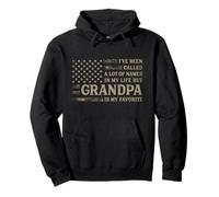 Grandpa Is My Favorite Name Camo Usa Flag Father's Day Pops Pullover Hoodie