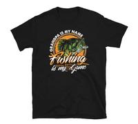 Grandpa is My Name Fishing is My Game Grandfather Short-Sleeve Unisex Men T Shirt Black