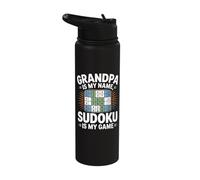 Grandpa is My Name Sudoku is My Game Stainless Steel Insulated Water Bottle