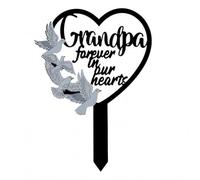 Grandpa Memorial Stake - Grave Dove Decorations, Metal Waterproof Sympathy Marker for Cemetery Tombstone Memorial Garden, Memorial Gifts for Loss of grandpa Fade & Rust Resistant Grave Ornament