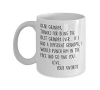 Grandpa Mug for Father's Day Funny Dear Grandpa Punch in the Face from Your Favorite 11 or 15 oz White Ceramic Coffee Cup for Men