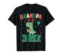 Grandpa of The 3Rex Dinosaur 3rd Birthday Celebration Value Graphic T-Shirt, Men, Black, S
