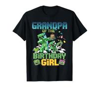 Grandpa of the Birthday Girl Funny Video Game Pixel T-Shirt