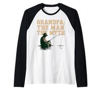 Grandpa: THE MAN THE Myth Fishing Legend Retirement Raglan Baseball Tee