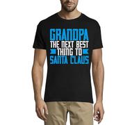 Grandpa The Next Best Thing to Santa Claus Funny Slogan Crew Neck Cotton Men's T-Shirt Black XX-Large