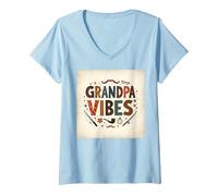 Grandpa Vibes: Retro Nostalgia for Cool Grandfathers V-Neck T-Shirt, Women, Baby Blue, M