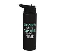 Grandpa Where Nap Time is Any Time New Grandpa Stainless Steel Insulated Water Bottle