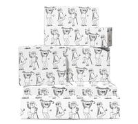 Grandpa Wrapping Paper - 6 Sheets Giftwraps - Dancing Dad Old Men - Black And White Gift Wrap For Friends & Family Uncle Husband Grandfather - Christmas, Halloween, Retirement Parties - By Central 23