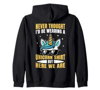 Grandparents Day Never Thought I'd Be Wearing A Unicorn Zip Hoodie