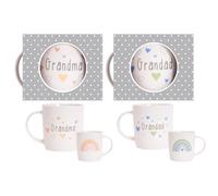YöL New Grandparents Mugs Set Grandma Grandad Newborn New Bone China 12oz Celebration Home Kitchen Keepsake