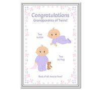 Grandparents to Twins Card - Congratulations - Twin Baby Keepsake - Newborn Birth Special Greeting - Boy or Girl Unisex - Congrats Babies Wishes - Blank Inside - Made in UK