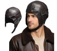 Grandpa's Aviator goggles And Pilot Helmet Great Escape Costume - Unisex Mens Womens Biggles Hat & Steampunk Goggles Set Aviator Fancy Dress Kit (Pilot Helmet Only)