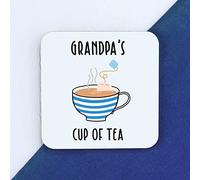 Grandpa's Cup of Tea Coaster, Printed Square Drinks Mat, Father's Day, Birthday Gifts for Grandpa
