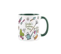Grandpas Gardening Mug - Garden Accessories & Tools Presents - White & Dark Green Tea/Coffee Drinks Cup Mothers Day Gift