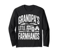 Grandpas Little Farmhands Tractor Barn Scene Long Sleeve T-Shirt