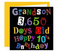 Grandson 10th Happy Birthday Card - 3,650 Days Old - What A Kerfuffle Design - 10 Today