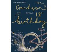 ICG Grandson 12th Birthday Card for Boys - 12 Today Bike with an Embossed Foil Finish