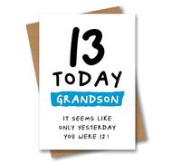 Grandson 13th Birthday Card for Grandson - 13 Today Seems Like Only Yesterday