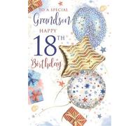 Grandson 18th Birthday Card - With Insert - Balloons & Presents Design - For a Special Grandson Turning 18 - 18th Birthday Greeting Card