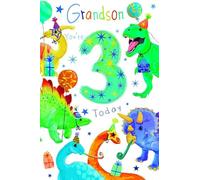 Grandson 3rd Birthday Card with Dinosaur Theme, 15 x 23 cm