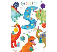 Grandson 5th Birthday Card Age 5 Dinosaurs 9" x 6" Lovely Verse