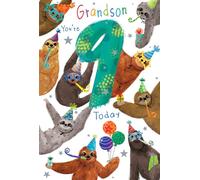 Grandson 9th Birthday Card Age 9 Sloths 9" x 6" Lovely Verse