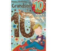 Grandson Age 10 Ten Birthday Card with Badge**9 X 6 INCHES**1DT Class Post**AE7*