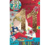 GRANDSON AGE 11 ELEVEN BIRTHDAY CARD WITH BADGE***9 X 6 INCHES**1ST CLASS POST***AE6***