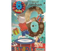 Grandson Age 6 SIX Birthday Card with Badge**9 X 6 INCHES**1ST Class Post**AE7**