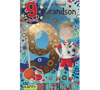GRANDSON AGE 9 NINE BIRTHDAY CARD WITH BADGE**9 X 6 INCHES**1ST CLASS POST**AE8**