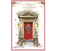 Grandson and Partner Christmas Card - Festive Verse - 23cm x 15.5cm (9" x6") C75
