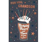 Grandson Birthday Card, Birthday Beers and Cheers Theme, 19x13cm